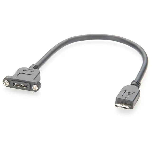 Alt view image 7 of 7 - Micro USB 3.0 Male to Female Extension Cable Screw Panel Mount 5Gbps Micro USB 3.0 Type-B Data Cable for External Hard Drive, Embedded Systems, Control Enclosure (1PCS, 0.3M)