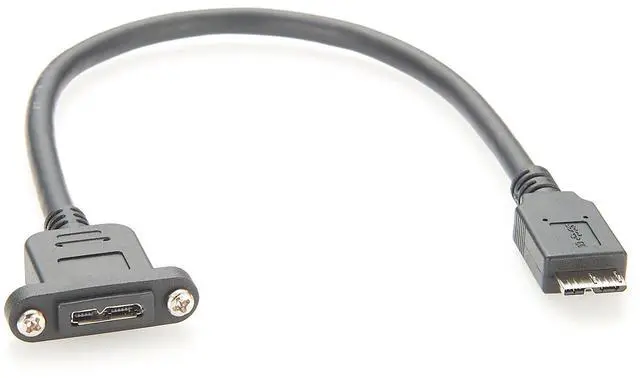 Main image of Micro USB 3.0 Male to Female Extension Cable Screw Panel Mount 5Gbps Micro USB 3.0 Type-B Data Cable for External Hard Drive, Embedded Systems, Control Enclosure (1PCS, 0.3M)