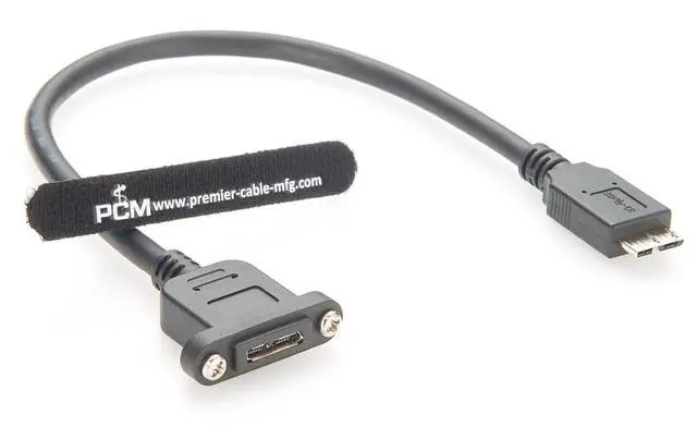 Alt view image 6 of 7 - Micro USB 3.0 Male to Female Extension Cable Screw Panel Mount 5Gbps Micro USB 3.0 Type-B Data Cable for External Hard Drive, Embedded Systems, Control Enclosure (1PCS, 0.3M)