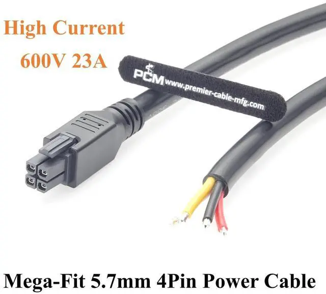 Alt view image 3 of 7 - Mega-Fit 5.7mm 4Pin to Open End Power Cable High Current 23A 600V 12AWG Wire Compatible 245136 Series for Wire-to-Board, Industrial Automation(1.5M/4.92FT)