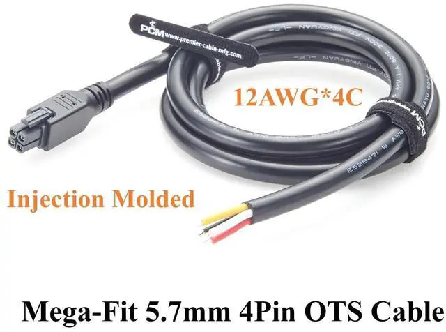 Alt view image 5 of 7 - Mega-Fit 5.7mm 4Pin to Open End Power Cable High Current 23A 600V 12AWG Wire Compatible 245136 Series for Wire-to-Board, Industrial Automation(1.5M/4.92FT)