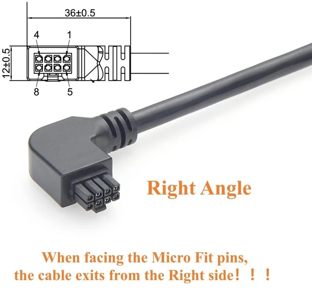 Alt view image 2 of 7 - Right Angle Micro Fit 3.0mm 8 Pin Female Housing Power Signal Cable 90 Degree Micro-Fit Connector Harness for Custom Wiring, Embedded Systems (Right, 1.5M)