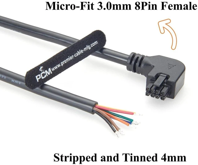 Alt view image 3 of 7 - Right Angle Micro Fit 3.0mm 8 Pin Female Housing Power Signal Cable 90 Degree Micro-Fit Connector Harness for Custom Wiring, Embedded Systems (Right, 1.5M)