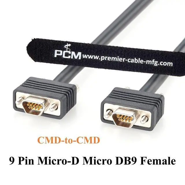Alt view image 6 of 7 - Micro DB9 Female to Female Cable Micro-D 9 Pin CMD-to-CMD Cable