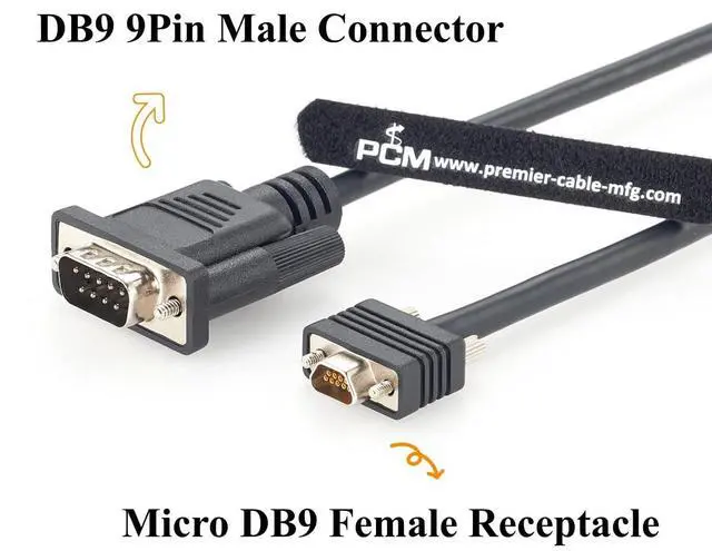 Alt view image 2 of 7 - Micro DB9 to DB9 Male Cable 9 Pin Micro-D D-Sub Serial Cable