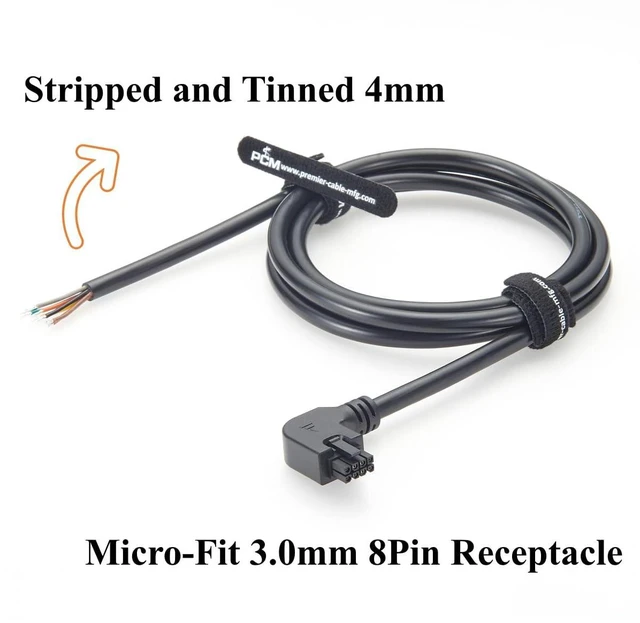Alt view image 3 of 7 - Left Angle 8Pin Micro-Fit 3.0 OTS Cable Harness 90 Degree Micro-Fit 8 Circuits Receptacle to Open End Wire 20AWG for Industrial Automation (Left, 1.5M)