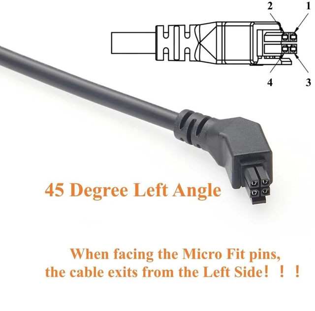 Alt view image 2 of 7 - 45 Degree Left Angle 4Pin Micro-Fit 3.0 Power & Signal Cable Dual Row 4 Circuits Receptacle to Open End Wire for Robotics, Industrial Automation (Left, 1.5M)