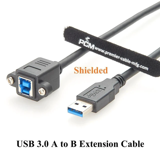 Alt view image 4 of 7 - Screw Panel Mount USB 3.0 A Male to Type-B Female Extension Cable 5Gbps USB A to USB B Printer Cable for Scanner, Industrial Camera, Control Panel (2PCS, 0.3M)