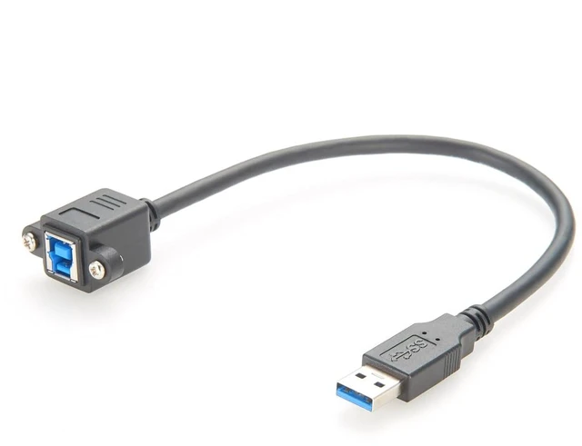 Alt view image 7 of 7 - Screw Panel Mount USB 3.0 A Male to Type-B Female Extension Cable 5Gbps USB A to USB B Printer Cable for Scanner, Industrial Camera, Control Panel (2PCS, 0.3M)