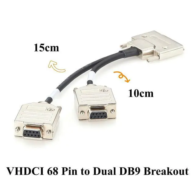 Alt view image 4 of 7 - VHDCI 68 Pin Male to Dual DB9 Female Vehicle Harness Breakout Cable for NVIDIA Drive AGX Thor VH1 VH2, ADAS, ECU (15cm/0.5FT)