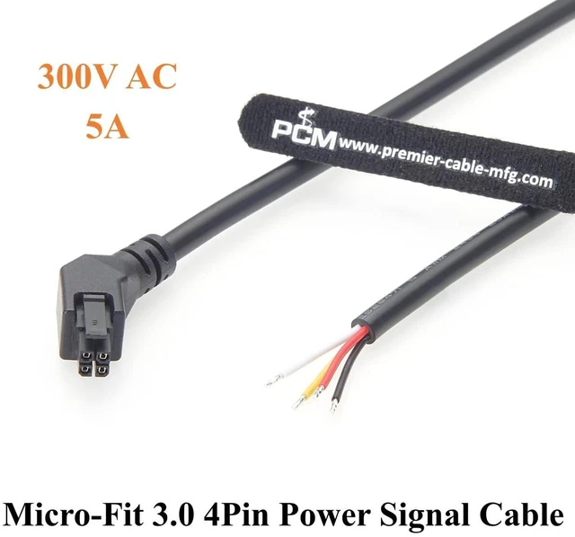 Alt view image 4 of 7 - 45 Degree Left Angle 4Pin Micro-Fit 3.0 Power & Signal Cable Dual Row 4 Circuits Receptacle to Open End Wire for Robotics, Industrial Automation (Left, 1.5M)