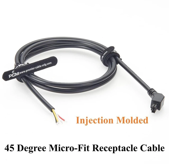 Alt view image 5 of 7 - 45 Degree Left Angle 4Pin Micro-Fit 3.0 Power & Signal Cable Dual Row 4 Circuits Receptacle to Open End Wire for Robotics, Industrial Automation (Left, 1.5M)