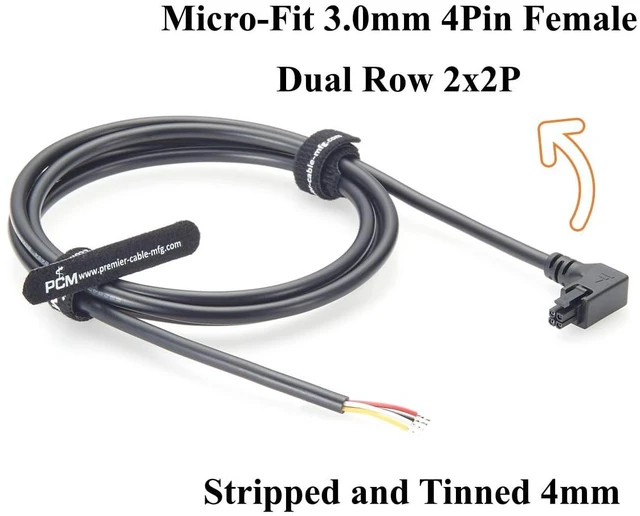 Alt view image 3 of 7 - Right Angle Micro Fit 3.0 4Pin Power Signal Cable Assembly 90 Degree Dual Row 4 Circuits Micro-Fit Receptacle OTS Cable for Robotics, IoT Gateways (Right, 1.5M)