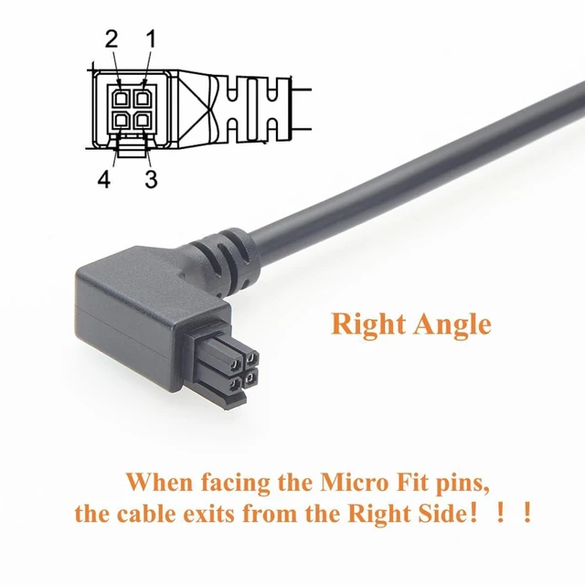 Alt view image 2 of 7 - Right Angle Micro Fit 3.0 4Pin Power Signal Cable Assembly 90 Degree Dual Row 4 Circuits Micro-Fit Receptacle OTS Cable for Robotics, IoT Gateways (Right, 1.5M)