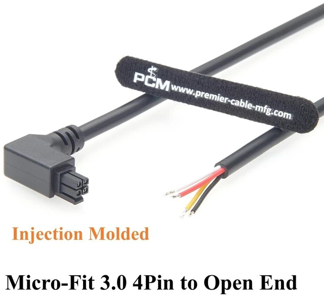 Alt view image 5 of 7 - Right Angle Micro Fit 3.0 4Pin Power Signal Cable Assembly 90 Degree Dual Row 4 Circuits Micro-Fit Receptacle OTS Cable for Robotics, IoT Gateways (Right, 1.5M)