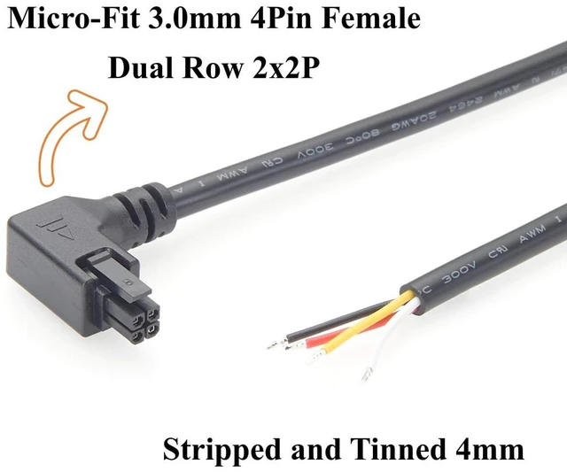 Alt view image 3 of 7 - Left Angle Micro-Fit 3.0mm 4Pin to Open End Cable Power & Signal Wire Harness 300V 5A 20AWG for Industrial Automation (Left, 1.5M)