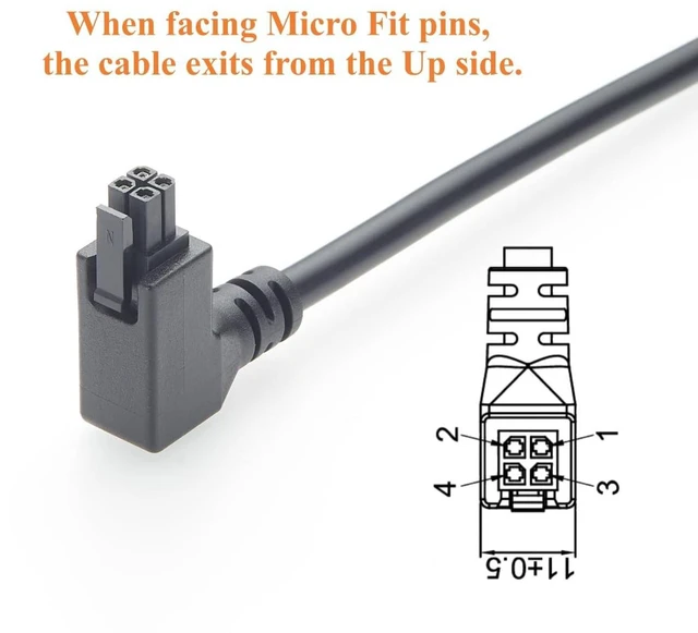 Alt view image 2 of 7 - Up Angled Micro Fit 3.0mm 4Pin to Open End Cable Dual Row 4Pin Power & Signal Cable 20AWG for Wire-to-Board (Up, 1.5M)