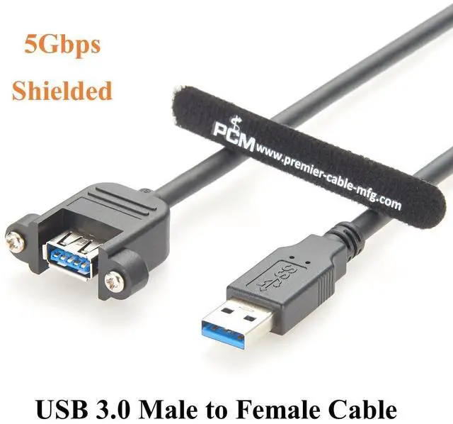 Alt view image 2 of 7 - Screw Panel Mount USB 3.0 Extension Cable 5Gbps USB Type A Male to Female Charging & Data Cable for Control Cabinet, Scanner, Printer, Laptop, Flash Drive, Embedded (1PCS, 0.3M)