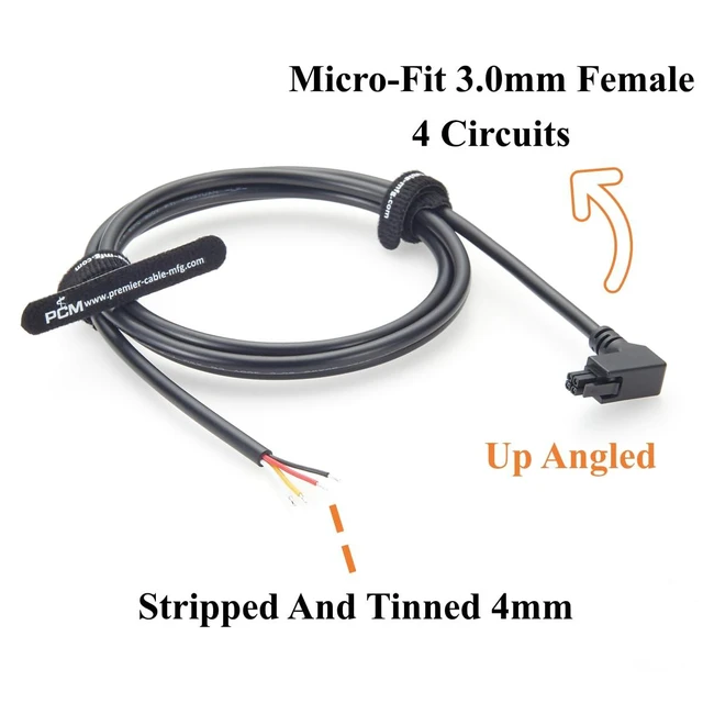 Alt view image 3 of 7 - Up Angled Micro Fit 3.0mm 4Pin to Open End Cable Dual Row 4Pin Power & Signal Cable 20AWG for Wire-to-Board (Up, 1.5M)