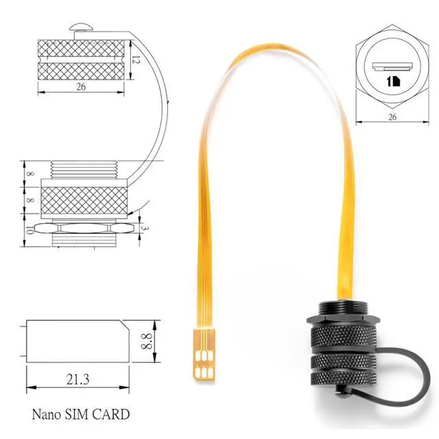 Alt view image 5 of 6 - Outdoor IP67 Nano SIM Card Extension Cable Panel Mount Male to Female Flex Extender FPC Waterproof Cable Nano SIM Flat Adapter Cord for 4G/LTE, 5G, GPS, Remote Gateway, IoT, Routers(0.2M)
