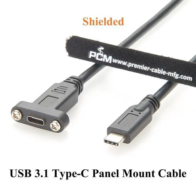 Alt view image 4 of 7 - USB 3.1 Type C Screw Panel Mount Cable 10Gbps 100W USB-C 3.1 Gen2 Male to Female Charging & Data Extension Cable for Laptop, Hard Disk Drive, Camera, Tablet, Embedded PC (1PCS, 0.3M)