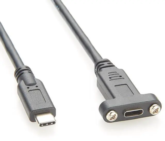 Main image of USB 3.1 Type C Screw Panel Mount Cable 10Gbps 100W USB-C 3.1 Gen2 Male to Female Charging & Data Extension Cable for Laptop, Hard Disk Drive, Camera, Tablet, Embedded PC (1PCS, 0.3M)