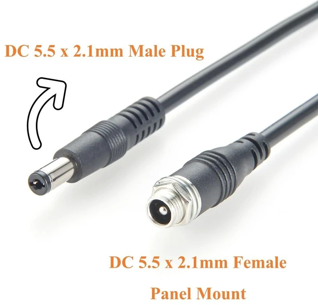 Alt view image 3 of 7 - DC 5.5mm x 2.1mm Panel Mount Power Cable DC Male to Female Extension Cable for 12V/24V Equipment, CCTV Surveillance Camera, LED Strip, Router(5PCS, 0.3m)