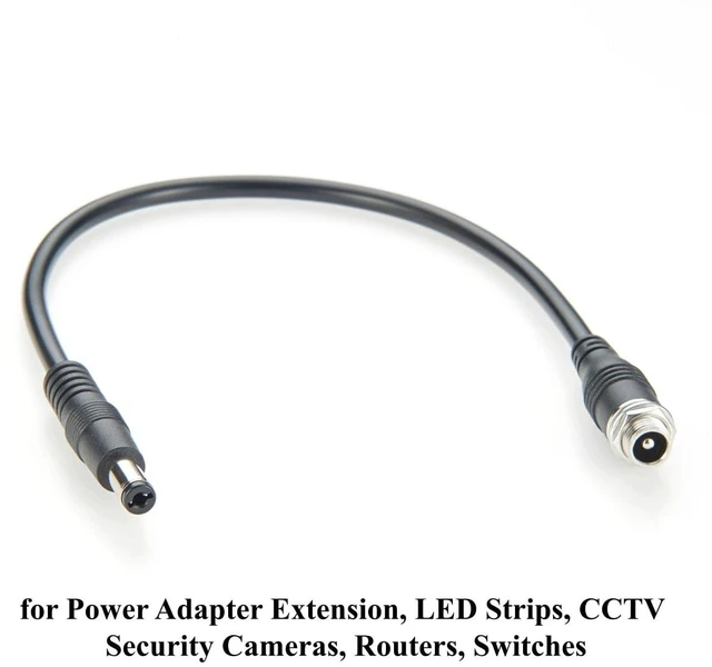 Alt view image 6 of 7 - DC 5.5mm x 2.1mm Panel Mount Power Cable DC Male to Female Extension Cable for 12V/24V Equipment, CCTV Surveillance Camera, LED Strip, Router(5PCS, 0.3m)