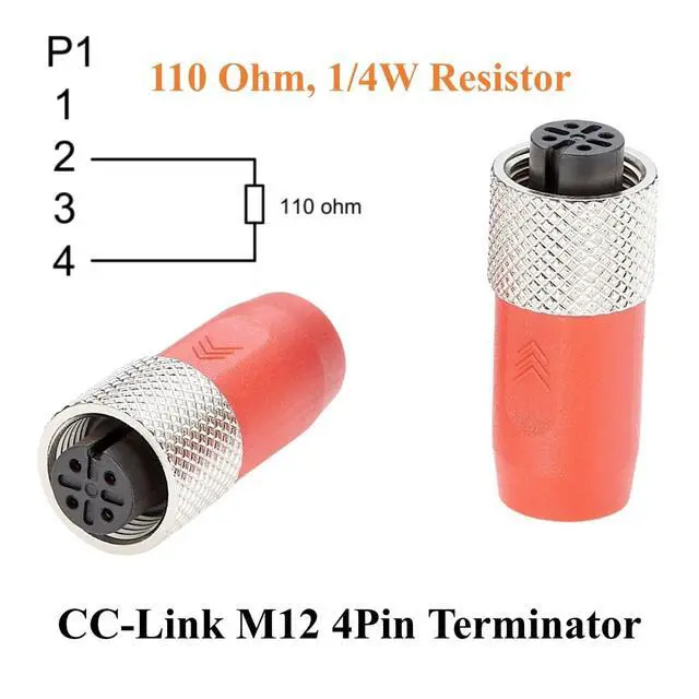 Alt view image 2 of 6 - CC-Link M12 A-Code 4 Pin Female Terminator 110 Ohm 1/4W M12 Plug End Termination Resistor Fieldbus Industrial Terminator for PLC, Servo Drives, Robotics Automation Systems (Female)