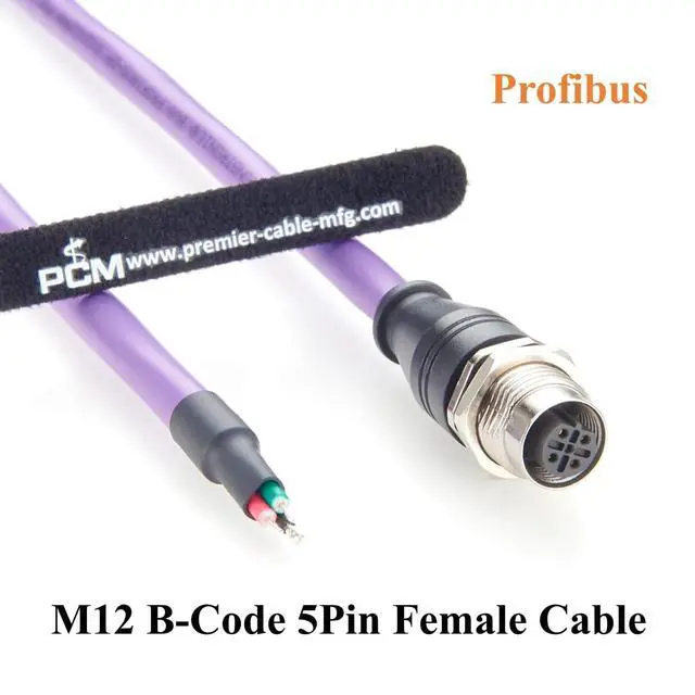 Alt view image 3 of 7 - M12 B-Code 5 Pin Female Panel Mount Profibus Cable IP67 Shielded M12 to Open End Wire for Fieldbus Networks, Control Panels, Automation (Female, 0.5M/1.64FT)