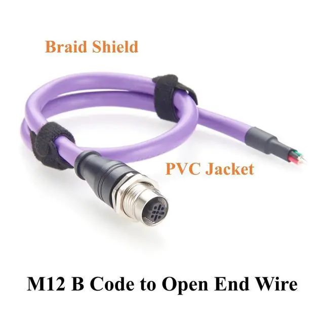 Alt view image 4 of 7 - M12 B-Code 5 Pin Female Panel Mount Profibus Cable IP67 Shielded M12 to Open End Wire for Fieldbus Networks, Control Panels, Automation (Female, 0.5M/1.64FT)