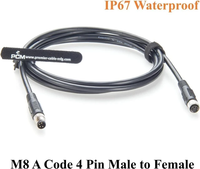 Alt view image 6 of 7 - M8 A Code 4 Pin Male to Female Extension Cable IP67 Waterproof Shielded M8 Circular Connector Cable for Industrial Automation, Sensor, Actuator (3M/9.84FT)