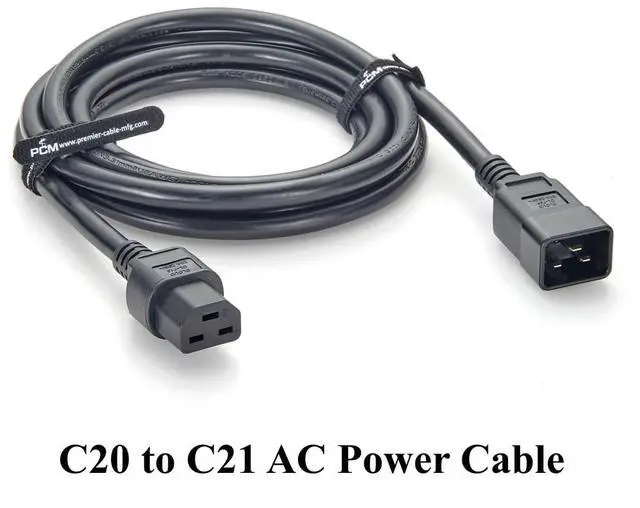 Alt view image 3 of 6 - Heavy Duty C20 to C21 AC Power Cable, SJT 12AWG, 250V 20A, IEC-60320 Computer Server Power Extension Cord for Network, PDU, UPS, Data Center - UL Listed, 10FT