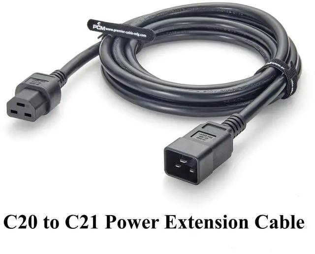 Alt view image 4 of 6 - Heavy Duty C20 to C21 AC Power Cable, SJT 12AWG, 250V 20A, IEC-60320 Computer Server Power Extension Cord for Network, PDU, UPS, Data Center - UL Listed, 10FT