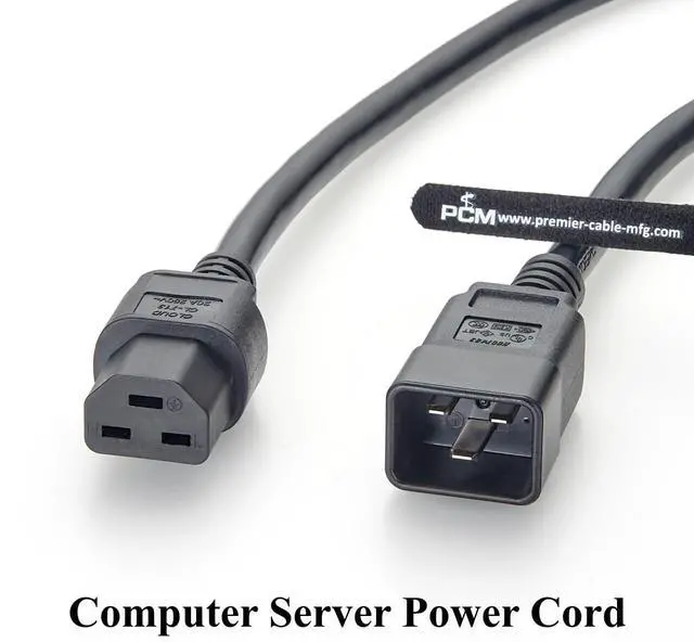 Alt view image 5 of 6 - Heavy Duty C20 to C21 AC Power Cable, SJT 12AWG, 250V 20A, IEC-60320 Computer Server Power Extension Cord for Network, PDU, UPS, Data Center - UL Listed, 10FT