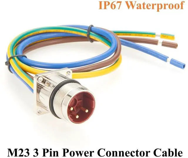 Alt view image 2 of 7 - IP67 M23 3 Pin Power Connector Receptacle Cable Flange Panel Mount M23 Bulkhead Socket with Pre-Assembled Pigtail Wire for Servo Motor, Servo Drive, Sensor, Automation Equipment (Male, 40cm)