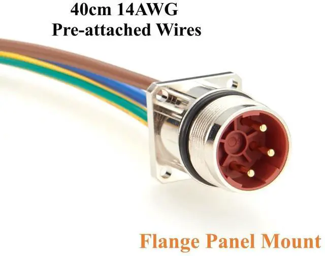 Alt view image 4 of 7 - IP67 M23 3 Pin Power Connector Receptacle Cable Flange Panel Mount M23 Bulkhead Socket with Pre-Assembled Pigtail Wire for Servo Motor, Servo Drive, Sensor, Automation Equipment (Male, 40cm)