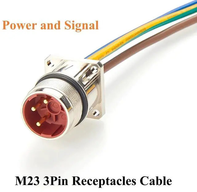 Alt view image 5 of 7 - IP67 M23 3 Pin Power Connector Receptacle Cable Flange Panel Mount M23 Bulkhead Socket with Pre-Assembled Pigtail Wire for Servo Motor, Servo Drive, Sensor, Automation Equipment (Male, 40cm)