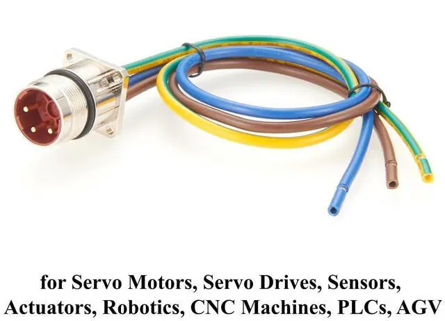Alt view image 6 of 7 - IP67 M23 3 Pin Power Connector Receptacle Cable Flange Panel Mount M23 Bulkhead Socket with Pre-Assembled Pigtail Wire for Servo Motor, Servo Drive, Sensor, Automation Equipment (Male, 40cm)