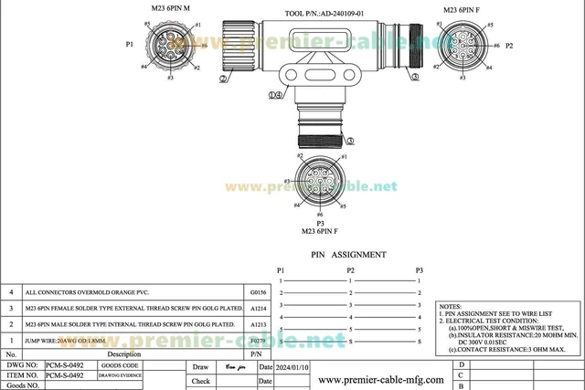 Alt view image 7 of 7 - 3 Way M23 6 Pin T Connector 1 Male to 2 Female Tee Distributor Waterproof M23 Power Supply Circular TAP Splitter for Profibus & Interbus Modules Compatible with 0906UTP203