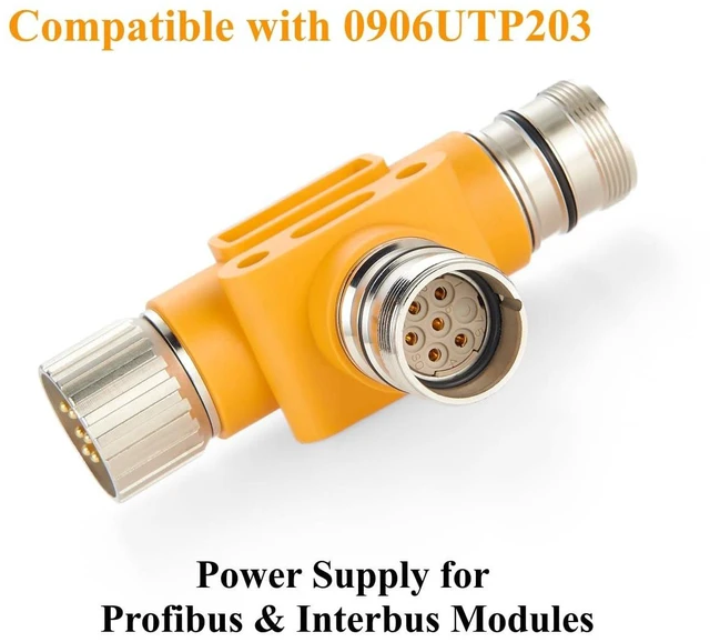 Alt view image 5 of 7 - 3 Way M23 6 Pin T Connector 1 Male to 2 Female Tee Distributor Waterproof M23 Power Supply Circular TAP Splitter for Profibus & Interbus Modules Compatible with 0906UTP203