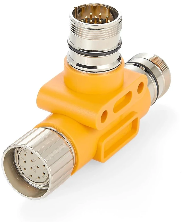 Main image of M23 TAP Tee Splitter 12 Pin 1 Female to 2 Male T Distributor M23 Circular Connector T Splitter for Profibus & Interbus Module Power Supply, Servo Motor