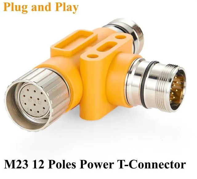 Alt view image 6 of 7 - M23 TAP Tee Splitter 12 Pin 1 Female to 2 Male T Distributor M23 Circular Connector T Splitter for Profibus & Interbus Module Power Supply, Servo Motor