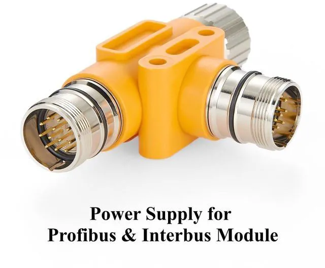 Alt view image 5 of 7 - M23 TAP Tee Splitter 12 Pin 1 Female to 2 Male T Distributor M23 Circular Connector T Splitter for Profibus & Interbus Module Power Supply, Servo Motor