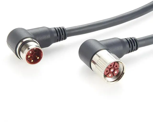 Main image of Right Angle M23 3 Pin Male to Female Power Extension Cable IP67 Waterproof Industrial M23 Circular Connector for Servo Motor, Robotics, CNC Machine (Right Angle, 2M/6.6FT)
