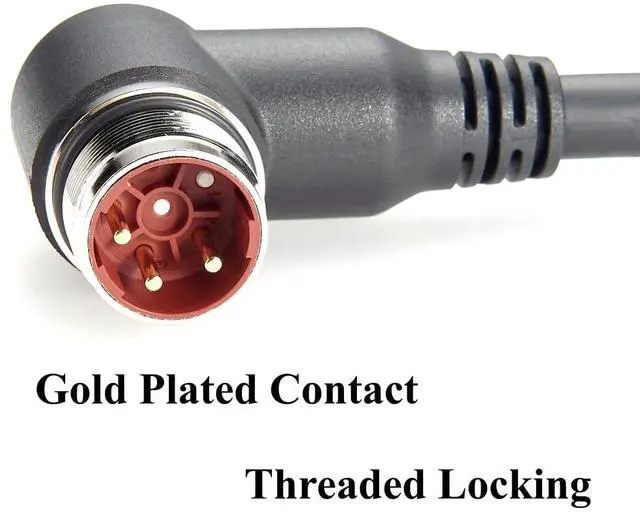 Alt view image 5 of 7 - Right Angle M23 3 Pin Male to Female Power Extension Cable IP67 Waterproof Industrial M23 Circular Connector for Servo Motor, Robotics, CNC Machine (Right Angle, 2M/6.6FT)