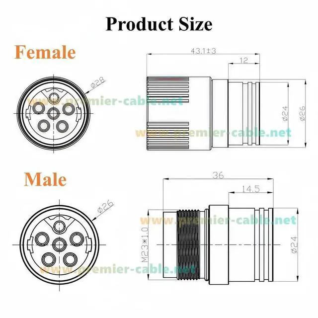 Alt view image 6 of 7 - Right Angle M23 3 Pin Male to Female Power Extension Cable IP67 Waterproof Industrial M23 Circular Connector for Servo Motor, Robotics, CNC Machine (Right Angle, 2M/6.6FT)