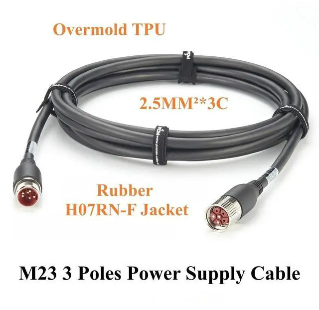 Alt view image 4 of 7 - M23 3 Pin Male to Female Power Extension Cable IP67 Waterproof Industrial M23 Circular Connector for Servo Motor, Robotics, CNC Machine (Straight, 2M/6.6FT)