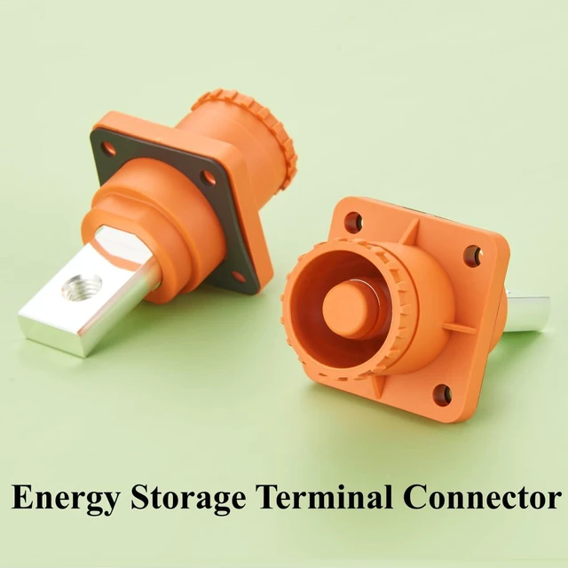 Alt view image 6 of 6 - IP67 High Voltage High Current Power Battery Energy Storage Connector 350A 95mm² Electric Vehicle Busbar Terminal Connector Flange Mount Socket,1PC(Orange, 350A)