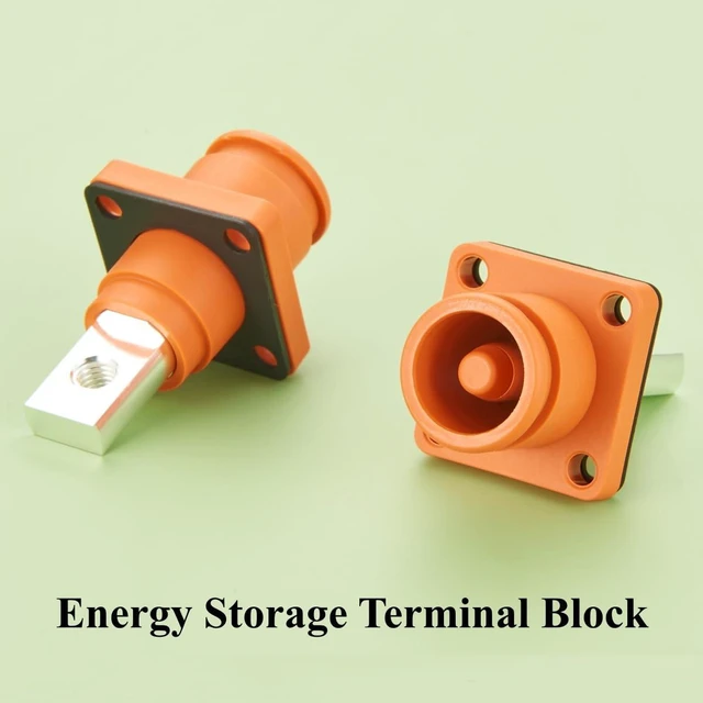 Alt view image 6 of 6 - High Current HV Power Busbar Terminal Block 150A 35mm² 200A 50mm² IP67 Waterproof Plug Socket Flange Mount Energy Storage ESS Connector,1PC (Orange, 150A-200A)